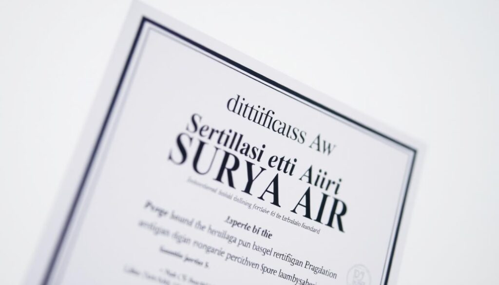 sertifikasi SURYA AIR sertifikasi SURYA AIR